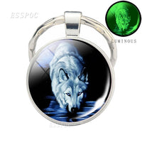 Glow In The Dark Wolf Keychain Luminous Wolf Head Key Chains Howling Wolf Keyring Wolf Jewelry Gifts for Him for Boyfriend