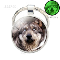 Glow In The Dark Wolf Keychain Luminous Wolf Head Key Chains Howling Wolf Keyring Wolf Jewelry Gifts for Him for Boyfriend