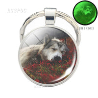 Glow In The Dark Wolf Keychain Luminous Wolf Head Key Chains Howling Wolf Keyring Wolf Jewelry Gifts for Him for Boyfriend