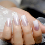 Natural Faux Ongles Dark Maroon Red Gorgeous French Tip Glossy Top Square Medium Size Tips for Daily