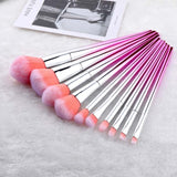 10pcs Professional Makeup Brush Set Colorful Blush Concealer Eye Shadow EyeLiner Makeup Brushes Toolos