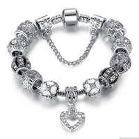 Silver Heart Snowflake Bracelets Bangles for Women Jewelry Crystal Bracelet Charms Flower Bracelet