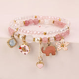 2pcs/set Flower Elephant Cuff Bracelets for Women Crystal DIY Bracelet Charm Jewelry Bracelet