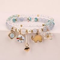 2pcs/set Flower Elephant Cuff Bracelets for Women Crystal DIY Bracelet Charm Jewelry Bracelet