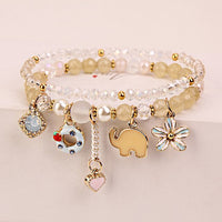 2pcs/set Flower Elephant Cuff Bracelets for Women Crystal DIY Bracelet Charm Jewelry Bracelet