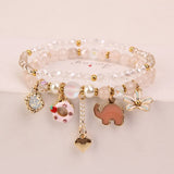 2pcs/set Flower Elephant Cuff Bracelets for Women Crystal DIY Bracelet Charm Jewelry Bracelet