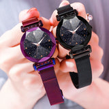 Women Watches Starry Sky Stainless Steel Mesh Magnetic Strap Ladies Watch Quartz Wrist Watch