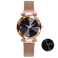 Watch Women Starry Sky Design Quartz Watches for Women Mesh Magnet Casual Watches Ladies Clock