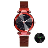 Watch Women Starry Sky Design Quartz Watches for Women Mesh Magnet Casual Watches Ladies Clock