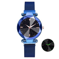 Watch Women Starry Sky Design Quartz Watches for Women Mesh Magnet Casual Watches Ladies Clock