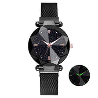 Watch Women Starry Sky Design Quartz Watches for Women Mesh Magnet Casual Watches Ladies Clock