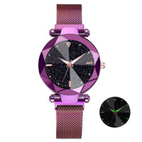 Watch Women Starry Sky Design Quartz Watches for Women Mesh Magnet Casual Watches Ladies Clock