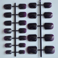 Shine Light Chocolate Color Brown 24 Pcs Sweet Candy Short Purple Red Artificial False Fake Nails Full Wrapped Tips