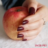 Shine Light Chocolate Color Brown 24 Pcs Sweet Candy Short Purple Red Artificial False Fake Nails Full Wrapped Tips