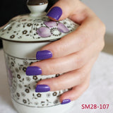 Shine Light Chocolate Color Brown 24 Pcs Sweet Candy Short Purple Red Artificial False Fake Nails Full Wrapped Tips