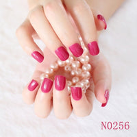 Shine Light Chocolate Color Brown 24 Pcs Sweet Candy Short Purple Red Artificial False Fake Nails Full Wrapped Tips