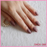 Shine Light Chocolate Color Brown 24 Pcs Sweet Candy Short Purple Red Artificial False Fake Nails Full Wrapped Tips