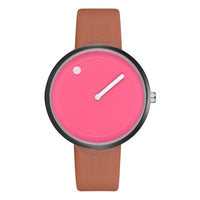 Minimalist Style Leather Wristwatch Women Men Creative Black White Design Dot Line Simple Face Quartz Watches Gift Clock