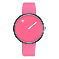 Minimalist Style Leather Wristwatch Women Men Creative Black White Design Dot Line Simple Face Quartz Watches Gift Clock