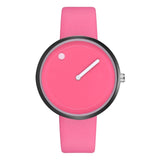 Minimalist Style Leather Wristwatch Women Men Creative Black White Design Dot Line Simple Face Quartz Watches Gift Clock