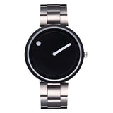 Minimalist Style Leather Wristwatch Women Men Creative Black White Design Dot Line Simple Face Quartz Watches Gift Clock