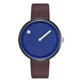 Minimalist Style Leather Wristwatch Women Men Creative Black White Design Dot Line Simple Face Quartz Watches Gift Clock