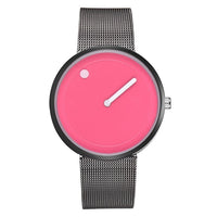 Minimalist Style Leather Wristwatch Women Men Creative Black White Design Dot Line Simple Face Quartz Watches Gift Clock