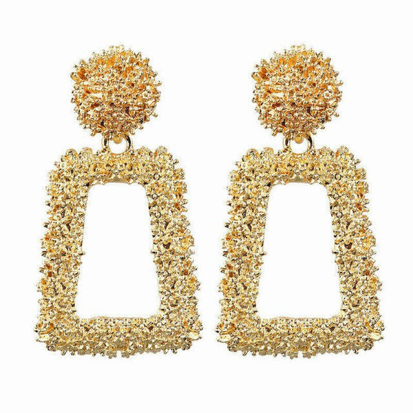 Round Shaped Golden Earrings Metal Earrings for Women Girls Earring