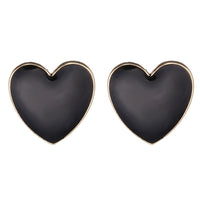 Big Enamel Heart Stud Earrings for Women Black Oil Gold Street Statement Love Stud Earring Gifts for Girlfriends