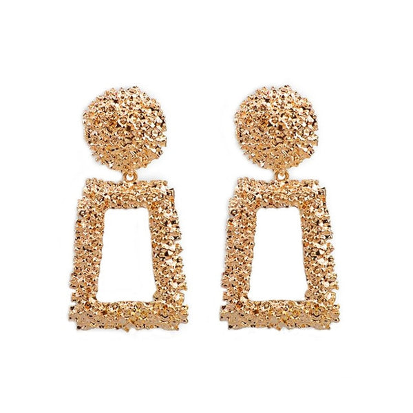 Big Gold Statement Earrings for Women Metal Luxury Top Design Hanging Earrings