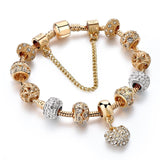 Gold Heart Charm Bracelets Bangles for Women Crystal Bracelets Jewellery Handmade Bracelet