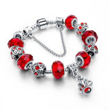 Silver Color Crown Bracelets Bangles Crystal Beads Charm Bracelets for Women Jewelry Bracelet