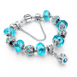 Silver Color Crown Bracelets Bangles Crystal Beads Charm Bracelets for Women Jewelry Bracelet