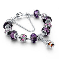 Silver Color Crown Bracelets Bangles Crystal Beads Charm Bracelets for Women Jewelry Bracelet