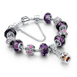 Silver Color Crown Bracelets Bangles Crystal Beads Charm Bracelets for Women Jewelry Bracelet