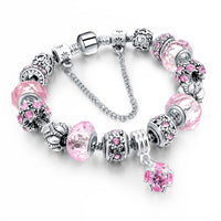 Silver Color Crown Bracelets Bangles Crystal Beads Charm Bracelets for Women Jewelry Bracelet