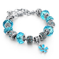 Silver Color Crown Bracelets Bangles Crystal Beads Charm Bracelets for Women Jewelry Bracelet