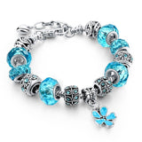 Silver Color Crown Bracelets Bangles Crystal Beads Charm Bracelets for Women Jewelry Bracelet