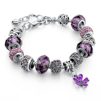 Silver Color Crown Bracelets Bangles Crystal Beads Charm Bracelets for Women Jewelry Bracelet