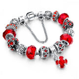 Silver Color Crown Bracelets Bangles Crystal Beads Charm Bracelets for Women Jewelry Bracelet