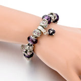 Silver Color Crown Bracelets Bangles Crystal Beads Charm Bracelets for Women Jewelry Bracelet