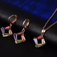 Rose Gold Wedding Engagement Jewelry Zircon Necklace Earrings for Women Jewelry sets