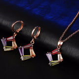 Rose Gold Wedding Engagement Jewelry Zircon Necklace Earrings for Women Jewelry sets