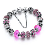 Black Heart Charm Bracelets for Women Crystal Bead Bracelet Jewelry Female Bracelet