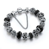 Black Heart Charm Bracelets for Women Crystal Bead Bracelet Jewelry Female Bracelet