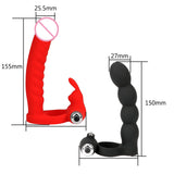 Double Penetration Anal Bead Plug Vibrator Cock Vibrator Ring Strapon Dildo for Men Couple Prostate Massager