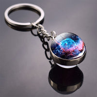 Galaxy Keychain Solar System Planet Picture Glass Ball Key Chain Galaxy Moon Pendant Keyring Universe Gifts for Men for Women