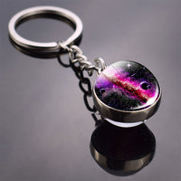 Galaxy Keychain Solar System Planet Picture Glass Ball Key Chain Galaxy Moon Pendant Keyring Universe Gifts for Men for Women