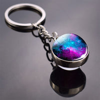 Galaxy Keychain Solar System Planet Picture Glass Ball Key Chain Galaxy Moon Pendant Keyring Universe Gifts for Men for Women