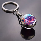 Galaxy Keychain Solar System Planet Picture Glass Ball Key Chain Galaxy Moon Pendant Keyring Universe Gifts for Men for Women